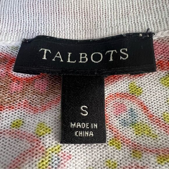 Talbots Paisley Cardigan Sweater Womens Small 3/4 Sleeve Cotton Blend Button Up - Picture 4 of 5